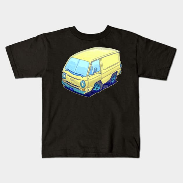 Vintage American van in vector style Kids T-Shirt by Andres7B9